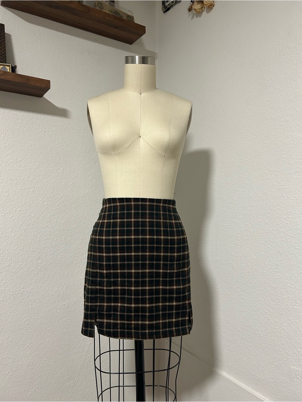 Brandy Melville Black and Brown Plaid Mini Skirt
